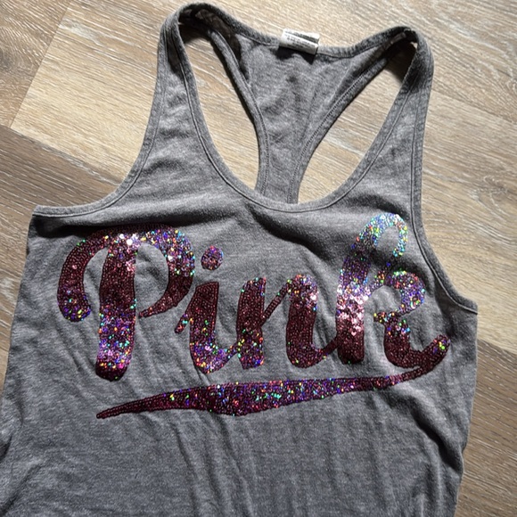 PINK Victoria's Secret Sequin Gray Tank Top - Picture 2 of 6